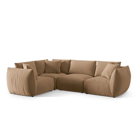 Chris 5-Sitzer Ecksofa Links, in Leinenoptik aus Samt (CasLio) in Sand, 295x210 cm – Bild 4