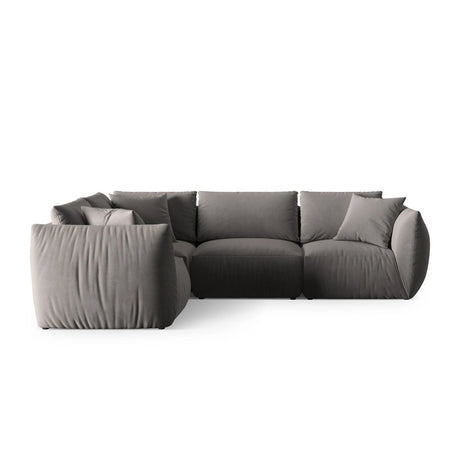 Chris 5-Sitzer Ecksofa Links, in Leinenoptik aus Samt (CasSto) in Grau, 295x210 cm – Bild 1