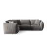 Chris 5-Sitzer Ecksofa Links, in Leinenoptik aus Samt (CasSto) in Grau, 295x210 cm – Bild 1