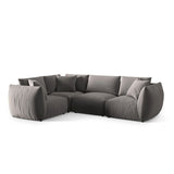 Chris 5-Sitzer Ecksofa Links, in Leinenoptik aus Samt (CasSto) in Grau, 295x210 cm – Bild 4