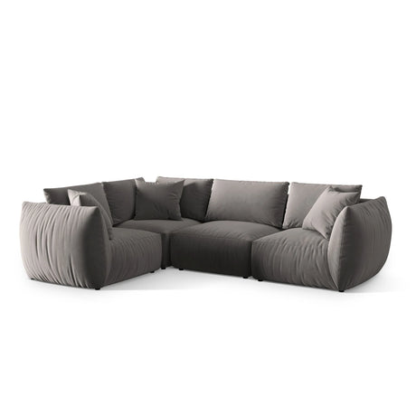 Chris 5-Sitzer Ecksofa Links, in Leinenoptik aus Samt (CasSto) in Grau, 295x210 cm – Bild 4