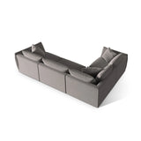 Chris 5-Sitzer Ecksofa Links, in Leinenoptik aus Samt (CasSto) in Grau, 295x210 cm – Bild 5