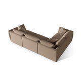 Chris 5-Sitzer Ecksofa Links, in Leinenoptik aus Samt (CasTau) in Light Brown, 295x210 cm – Bild 5