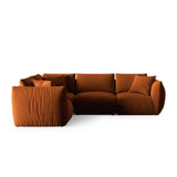 Chris 5-Sitzer Ecksofa Links, in Leinenoptik aus Samt (CasTerr) in Terrakotta, 295x210 cm – Bild 1