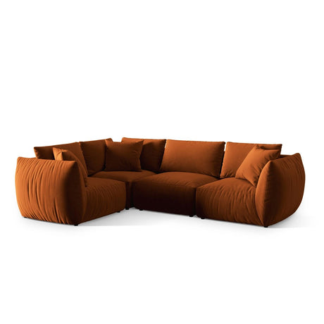 Chris 5-Sitzer Ecksofa Links, in Leinenoptik aus Samt (CasTerr) in Terrakotta, 295x210 cm – Bild 4
