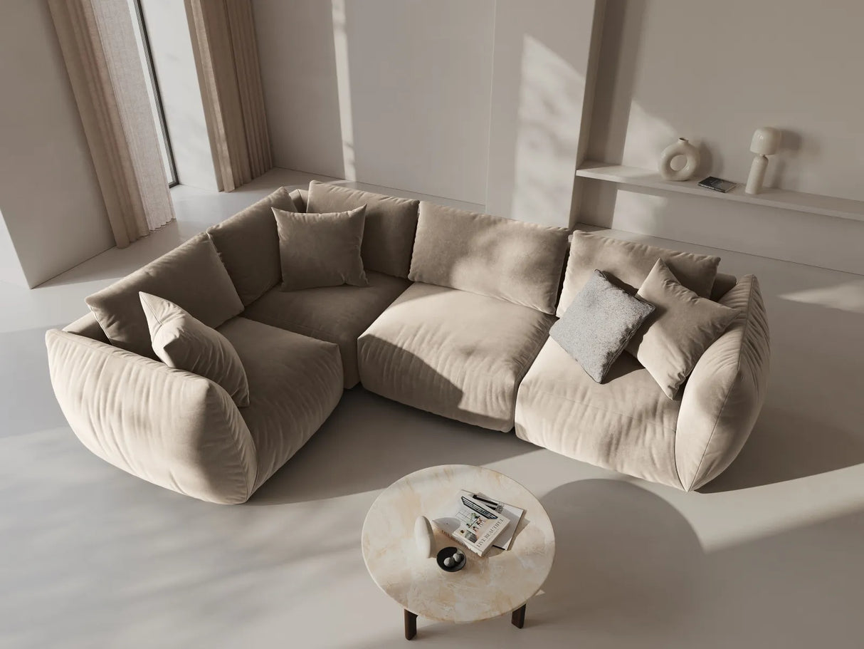 Chris 5-Sitzer Ecksofa Links, in Leinenoptik aus Samt oder Strukturstoff, 295x210 cm – Bild 2