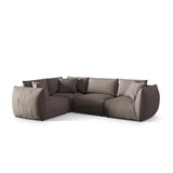 Chris 5-Sitzer Ecksofa Links, in Leinenoptik aus Strukturierter Stoff (LINS07) in Concrete, 295x210 cm – Bild 4