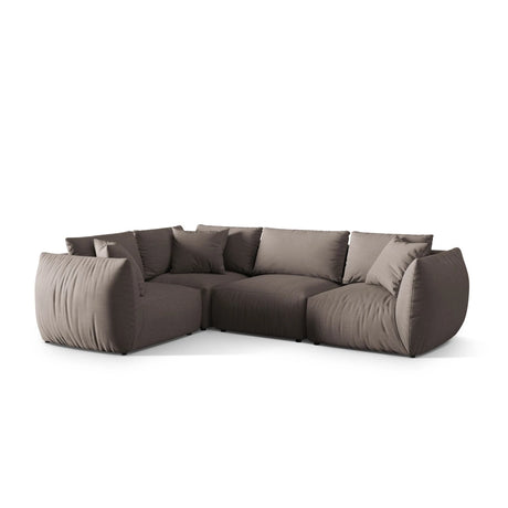 Chris 5-Sitzer Ecksofa Links, in Leinenoptik aus Strukturierter Stoff (LINS07) in Concrete, 295x210 cm – Bild 4