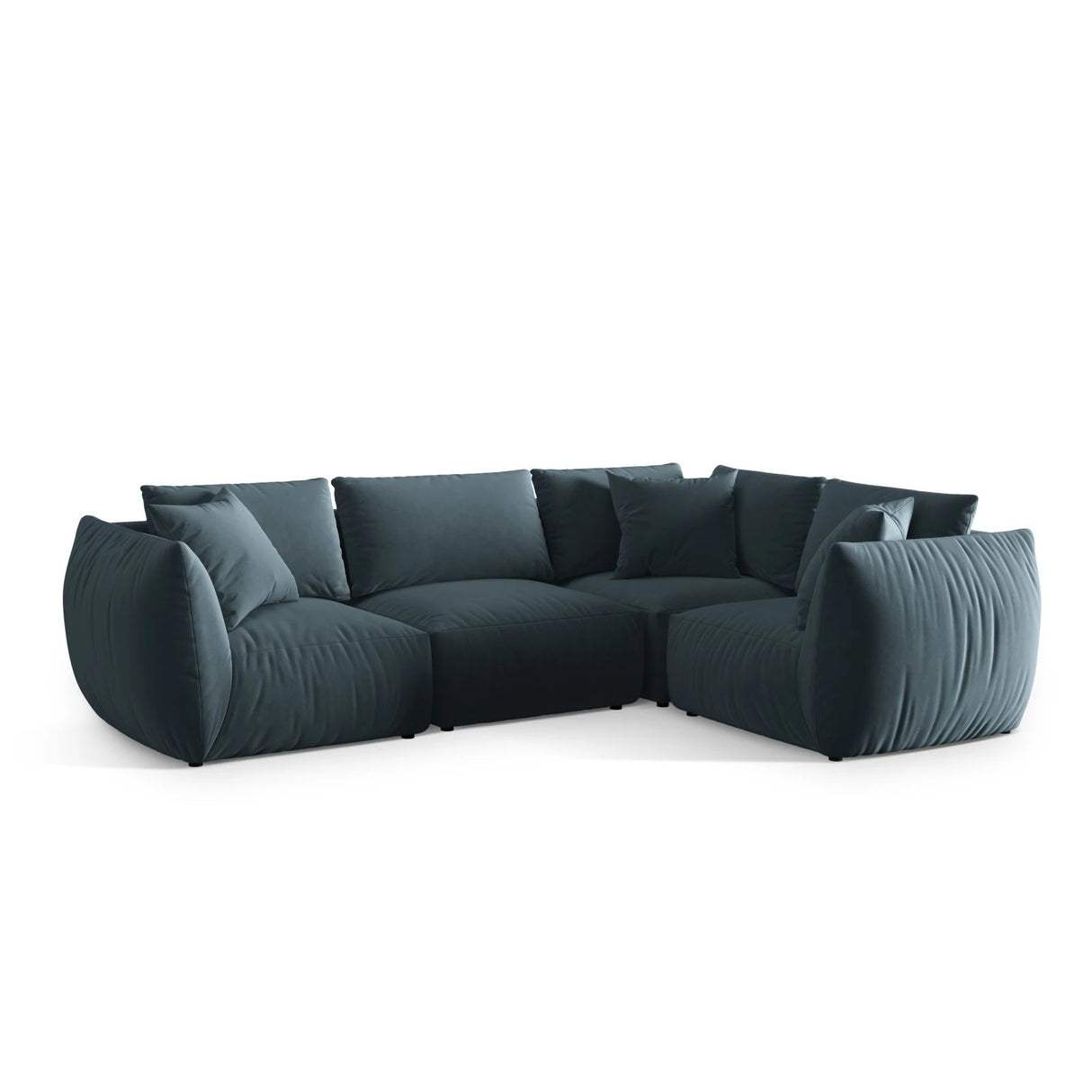 Chris 5-Sitzer Ecksofa Rechts, in Leinenoptik aus Samt (CasDaBl) in Pastel Blue, 295x210 cm – Bild 4