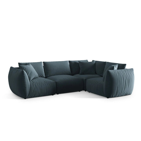 Chris 5-Sitzer Ecksofa Rechts, in Leinenoptik aus Samt (CasDaBl) in Pastel Blue, 295x210 cm – Bild 4