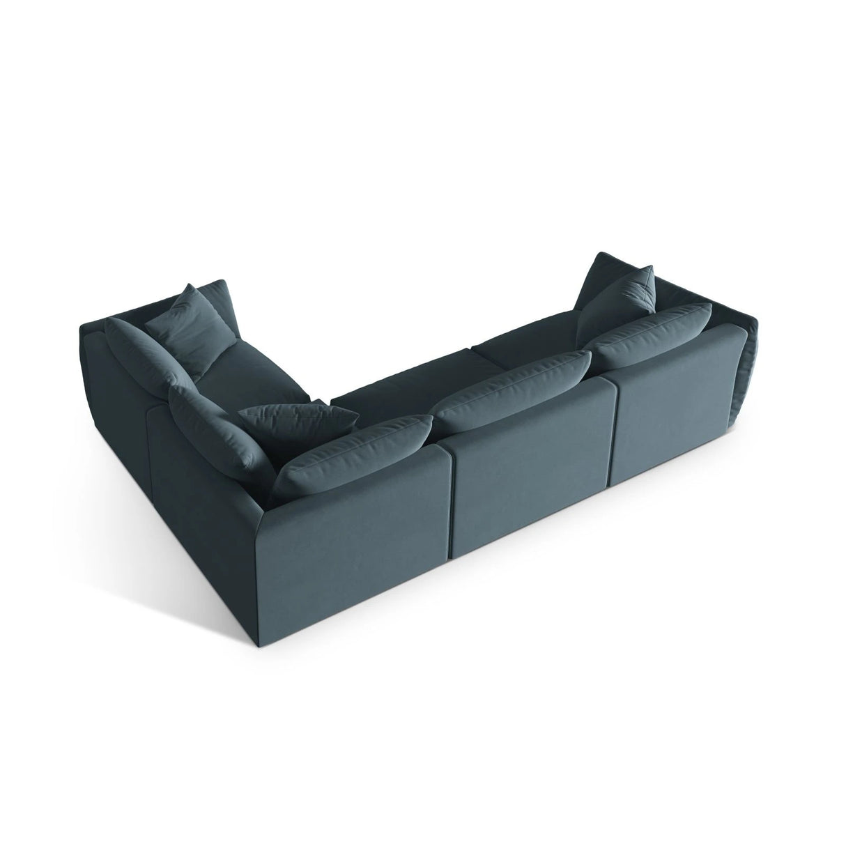 Chris 5-Sitzer Ecksofa Rechts, in Leinenoptik aus Samt (CasDaBl) in Pastel Blue, 295x210 cm – Bild 5