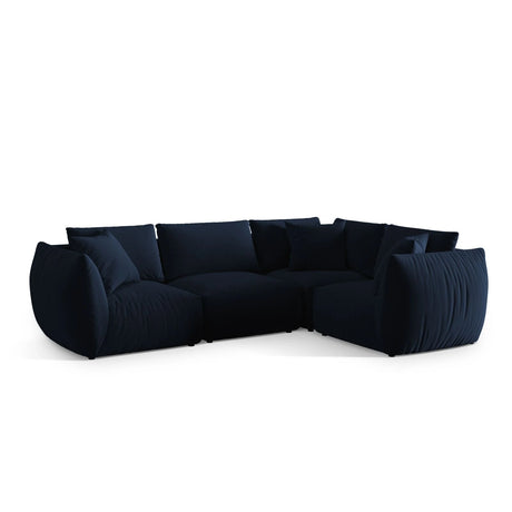 Chris 5-Sitzer Ecksofa Rechts, in Leinenoptik aus Samt (CasDeBl) in Königsblau, 295x210 cm – Bild 4