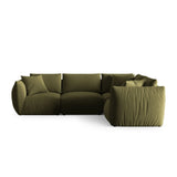 Chris 5-Sitzer Ecksofa Rechts, in Leinenoptik aus Samt (CasFor) in Light Green, 295x210 cm – Bild 1