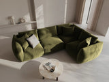 Chris 5-Sitzer Ecksofa Rechts, in Leinenoptik aus Samt (CasFor) in Light Green, 295x210 cm – Bild 2
