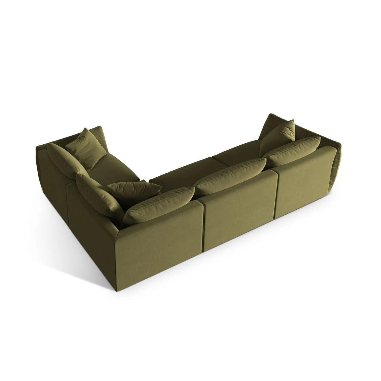 Chris 5-Sitzer Ecksofa Rechts, in Leinenoptik aus Samt (CasFor) in Light Green, 295x210 cm – Bild 5