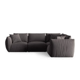 Chris 5-Sitzer Ecksofa Rechts, in Leinenoptik aus Samt (CasGraph) in Dunkelgrau, 295x210 cm – Bild 1
