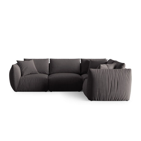 Chris 5-Sitzer Ecksofa Rechts, in Leinenoptik aus Samt (CasGraph) in Dunkelgrau, 295x210 cm – Bild 1