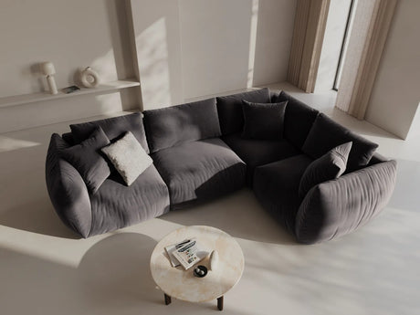 Chris 5-Sitzer Ecksofa Rechts, in Leinenoptik aus Samt (CasGraph) in Dunkelgrau, 295x210 cm – Bild 2