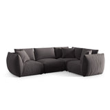 Chris 5-Sitzer Ecksofa Rechts, in Leinenoptik aus Samt (CasGraph) in Dunkelgrau, 295x210 cm – Bild 4
