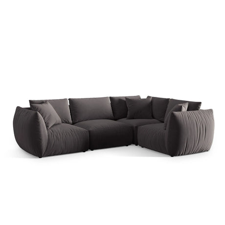 Chris 5-Sitzer Ecksofa Rechts, in Leinenoptik aus Samt (CasGraph) in Dunkelgrau, 295x210 cm – Bild 4