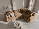 Chris 5-Sitzer Ecksofa Rechts, in Leinenoptik aus Samt (CasLio) in Sand, 295x210 cm – Bild 2