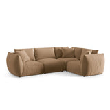 Chris 5-Sitzer Ecksofa Rechts, in Leinenoptik aus Samt (CasLio) in Sand, 295x210 cm – Bild 4