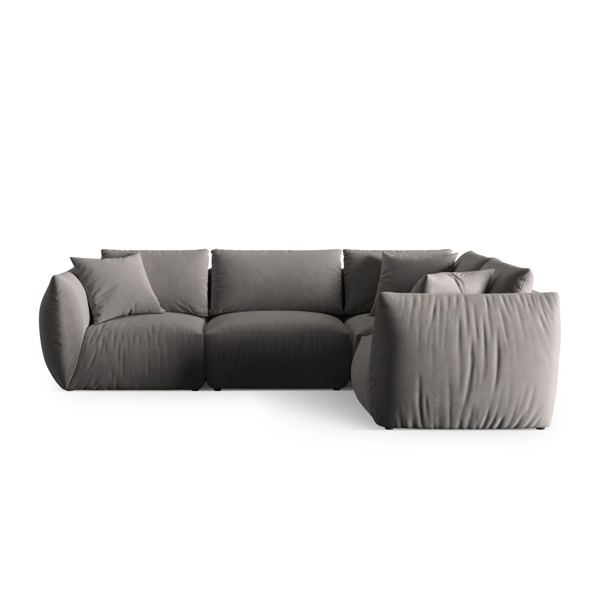 Chris 5-Sitzer Ecksofa Rechts, in Leinenoptik aus Samt (CasSto) in Grau, 295x210 cm – Bild 1
