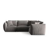 Chris 5-Sitzer Ecksofa Rechts, in Leinenoptik aus Samt (CasSto) in Grau, 295x210 cm – Bild 1