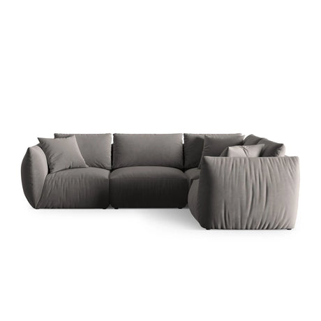 Chris 5-Sitzer Ecksofa Rechts, in Leinenoptik aus Samt (CasSto) in Grau, 295x210 cm – Bild 1