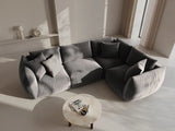 Chris 5-Sitzer Ecksofa Rechts, in Leinenoptik aus Samt (CasSto) in Grau, 295x210 cm – Bild 2
