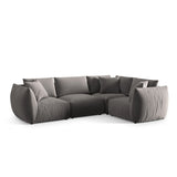Chris 5-Sitzer Ecksofa Rechts, in Leinenoptik aus Samt (CasSto) in Grau, 295x210 cm – Bild 4