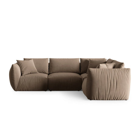 Chris 5-Sitzer Ecksofa Rechts, in Leinenoptik aus Samt (CasTau) in Light Brown, 295x210 cm – Bild 1