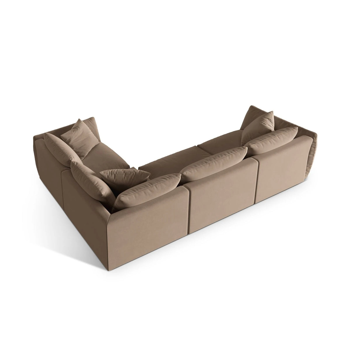 Chris 5-Sitzer Ecksofa Rechts, in Leinenoptik aus Samt (CasTau) in Light Brown, 295x210 cm – Bild 5