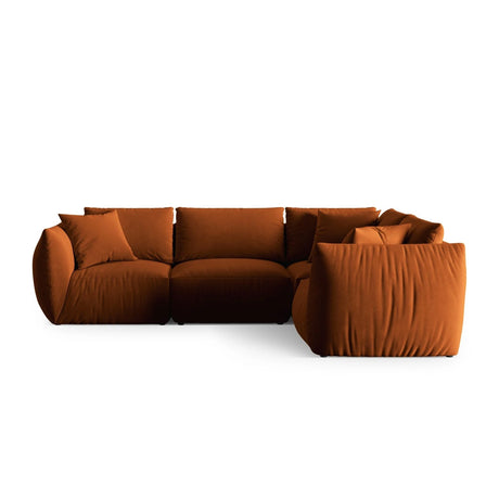 Chris 5-Sitzer Ecksofa Rechts, in Leinenoptik aus Samt (CasTerr) in Terrakotta, 295x210 cm – Bild 1