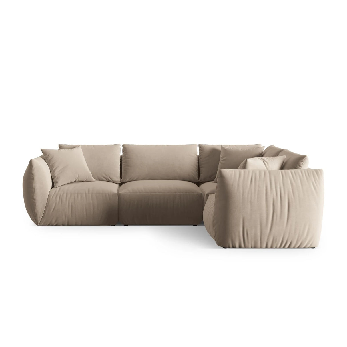 Chris 5-Sitzer Ecksofa Rechts, in Leinenoptik aus Samt oder Strukturstoff, 295x210 cm – Bild 1