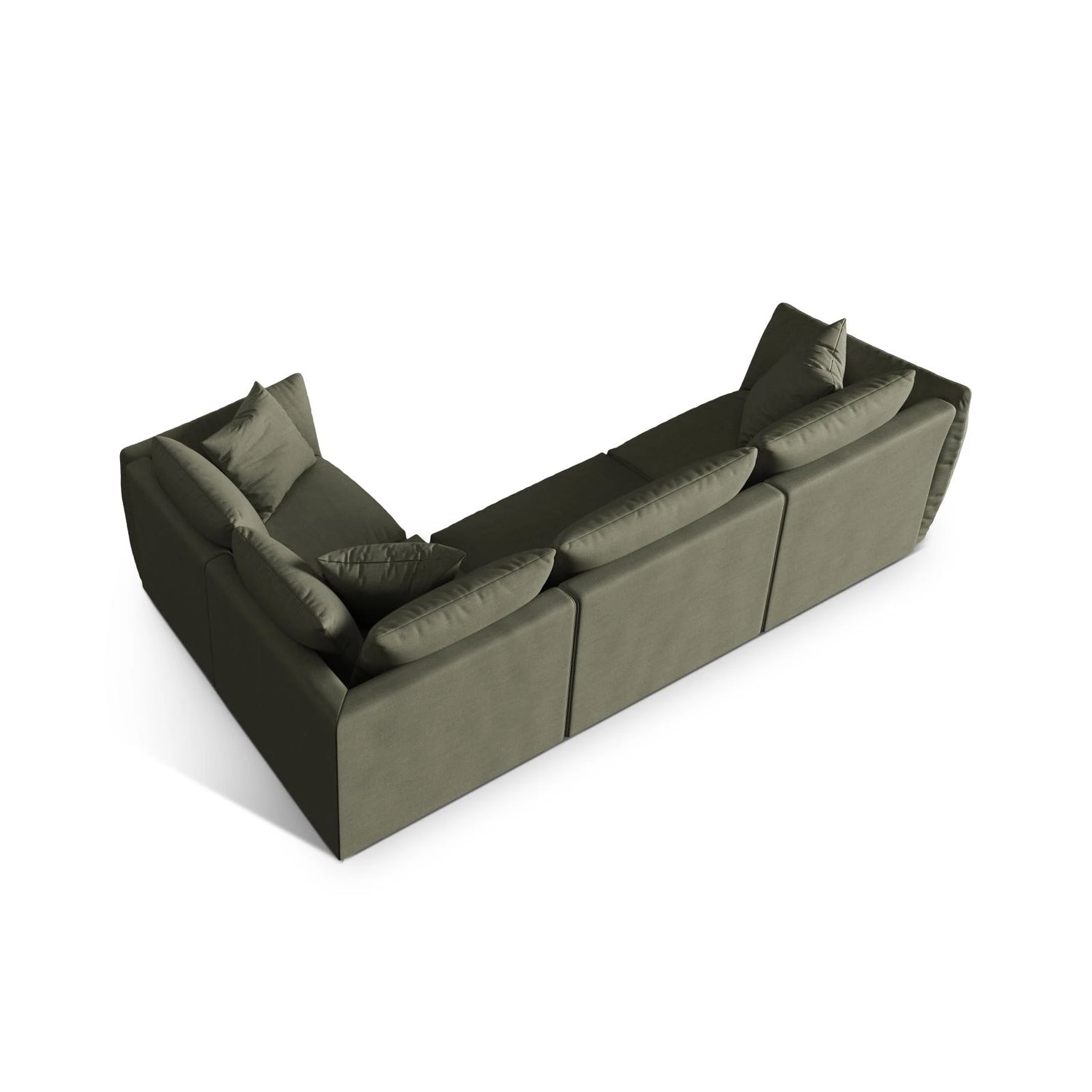 Chris 5-Sitzer Ecksofa Rechts, in Leinenoptik aus Strukturierter Stoff (LIN81) in Muted Blue, 295x210 cm – Bild 5