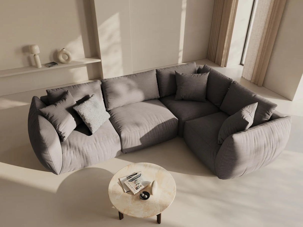 Chris 5-Sitzer Ecksofa Rechts, in Leinenoptik aus Strukturierter Stoff (LINS07) in Concrete, 295x210 cm – Bild 2