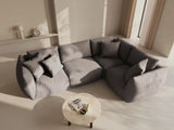 Chris 5-Sitzer Ecksofa Rechts, in Leinenoptik aus Strukturierter Stoff (LINS07) in Concrete, 295x210 cm – Bild 2
