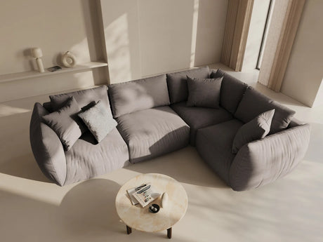Chris 5-Sitzer Ecksofa Rechts, in Leinenoptik aus Strukturierter Stoff (LINS07) in Concrete, 295x210 cm – Bild 2