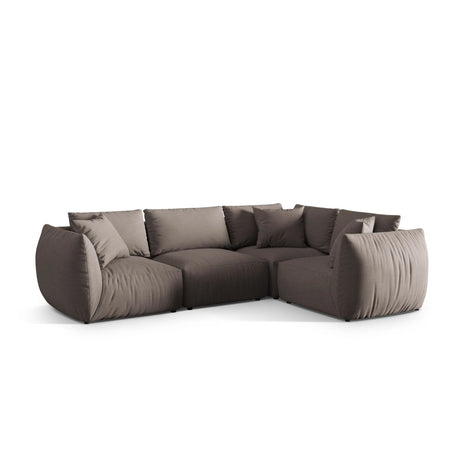 Chris 5-Sitzer Ecksofa Rechts, in Leinenoptik aus Strukturierter Stoff (LINS07) in Concrete, 295x210 cm – Bild 4