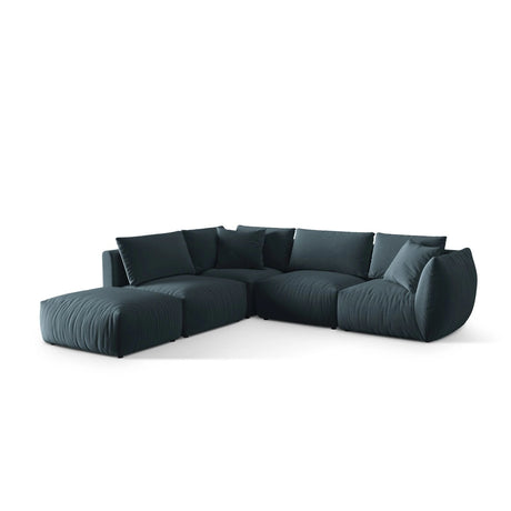 Chris 6-Sitzer Ecksofa offen, Links, in Leinenoptik aus Samt (CasDaBl) in Pastel Blue, 295x290 cm – Bild 3