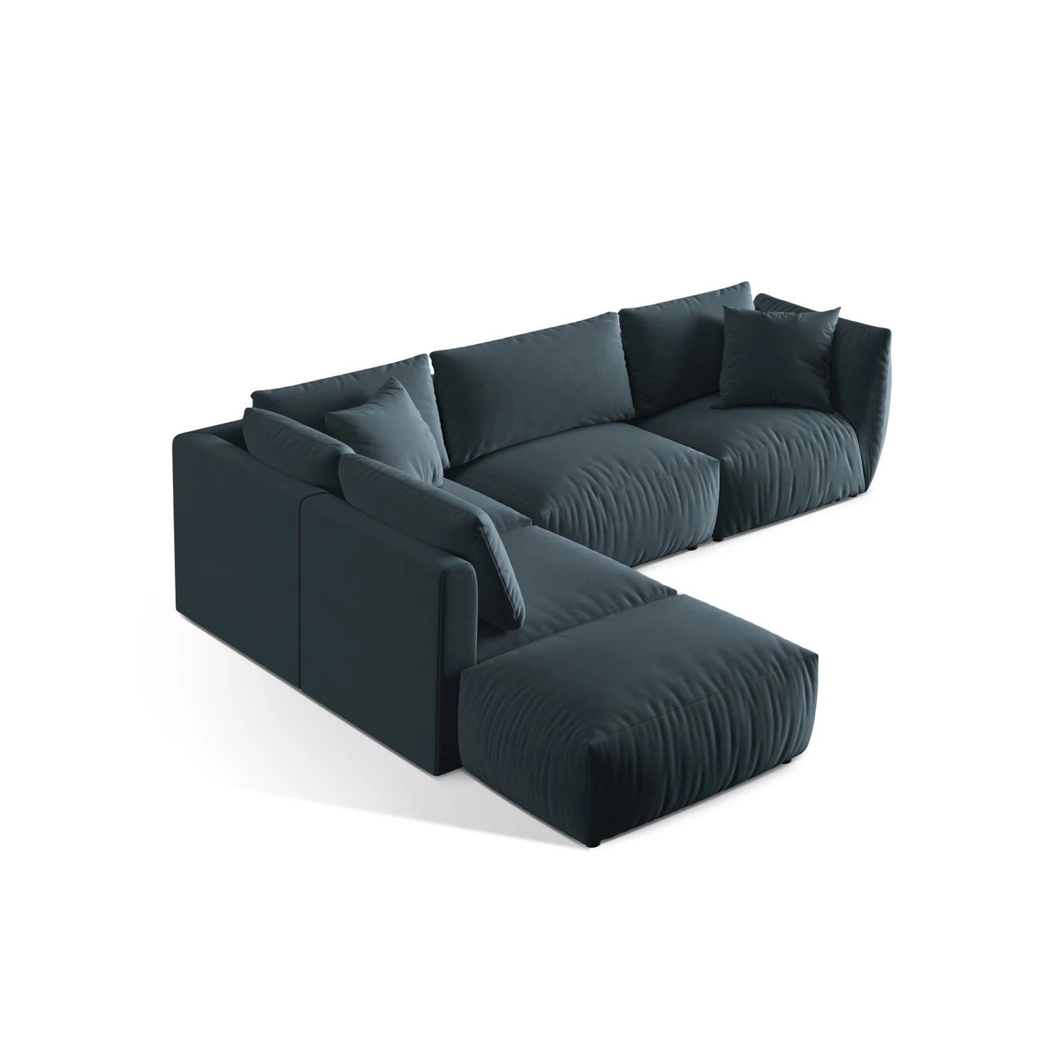 Chris 6-Sitzer Ecksofa offen, Links, in Leinenoptik aus Samt (CasDaBl) in Pastel Blue, 295x290 cm – Bild 4