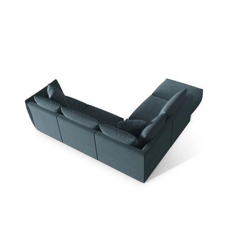 Chris 6-Sitzer Ecksofa offen, Links, in Leinenoptik aus Samt (CasDaBl) in Pastel Blue, 295x290 cm – Bild 5