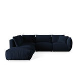 Chris 6-Sitzer Ecksofa offen, Links, in Leinenoptik aus Samt (CasDeBl) in Königsblau, 295x290 cm – Bild 1