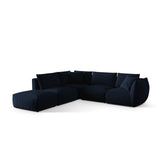 Chris 6-Sitzer Ecksofa offen, Links, in Leinenoptik aus Samt (CasDeBl) in Königsblau, 295x290 cm – Bild 3