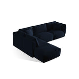 Chris 6-Sitzer Ecksofa offen, Links, in Leinenoptik aus Samt (CasDeBl) in Königsblau, 295x290 cm – Bild 4