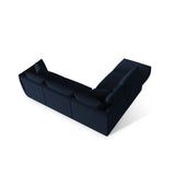 Chris 6-Sitzer Ecksofa offen, Links, in Leinenoptik aus Samt (CasDeBl) in Königsblau, 295x290 cm – Bild 5