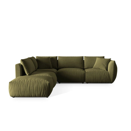 Chris 6-Sitzer Ecksofa offen, Links, in Leinenoptik aus Samt (CasFor) in Light Green, 295x290 cm – Bild 1