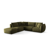 Chris 6-Sitzer Ecksofa offen, Links, in Leinenoptik aus Samt (CasFor) in Light Green, 295x290 cm – Bild 3