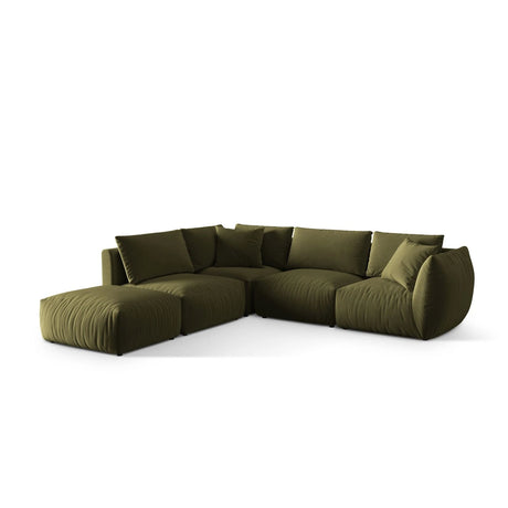 Chris 6-Sitzer Ecksofa offen, Links, in Leinenoptik aus Samt (CasFor) in Light Green, 295x290 cm – Bild 3